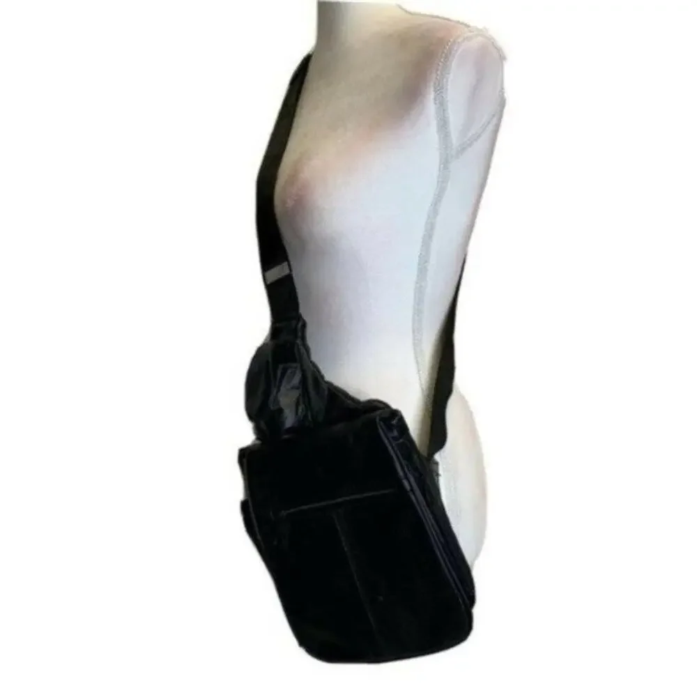 bb design tm black Leather Sling  bag carry crossbody